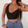 Hot Girl Women's Spring/Summer New Style Sleeveless V-Neck Sexy Circular Necklace T-Shirt Top