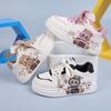 Kids' Breathable Low-Top Canvas Sneakers - Comfortable, Wear-Resistant, Thick Sole, Cute Cartoon Design for Boys & Girls, Perfect for School & Play.