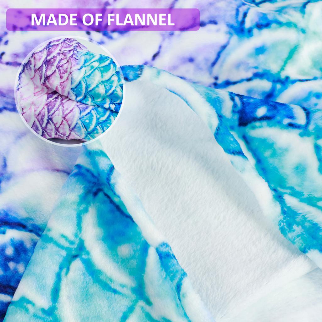 Meerjungfrauenflossen-Decke Weich Warm Plüsch-Fleece Schlafsack Kuscheldecke Buntes Fischschuppen-Design Meerjungfrauen-Decke für Kinder