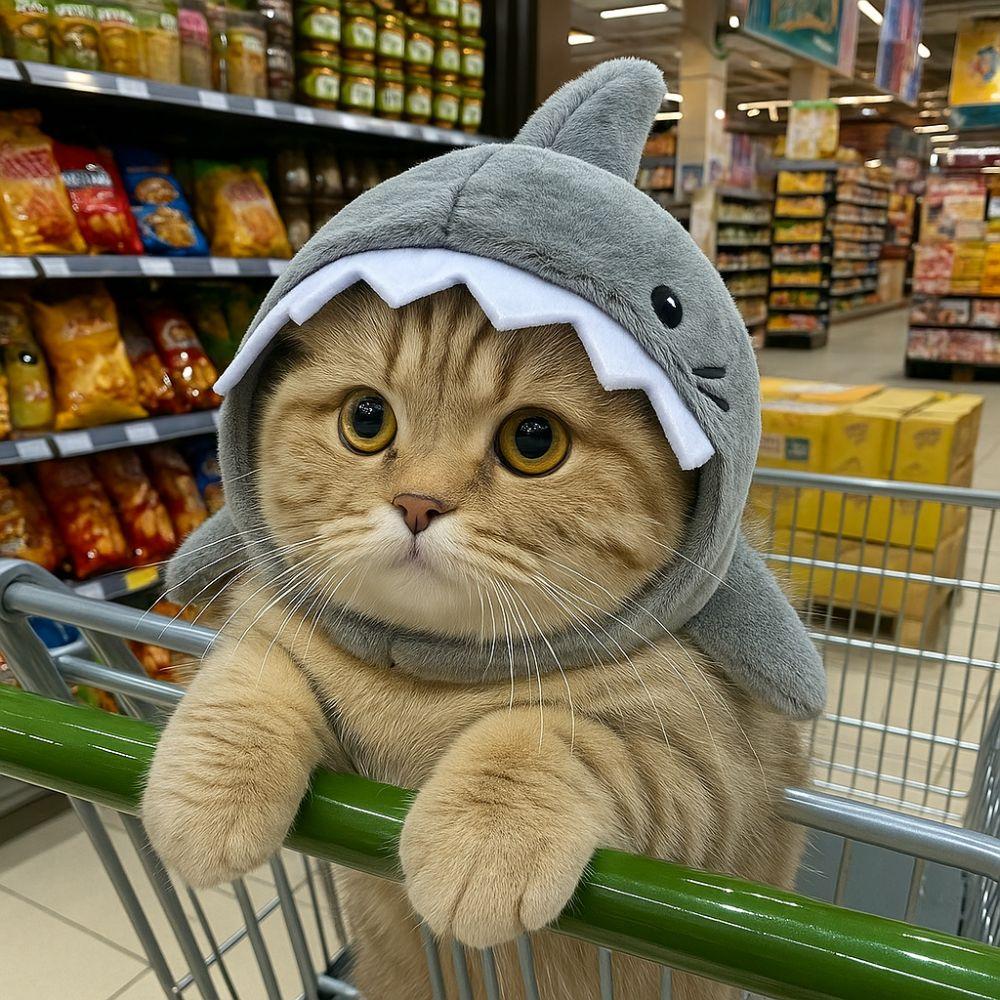 Funny Adjustable Cat Shark Headdress Cartoon Soft Cat Decorative Hat Warm Cute Pet Cosplay Headwear Winter Season