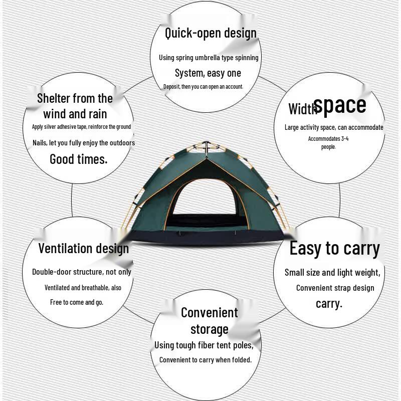 Tri-polar Automatic Quick-Opening Camping Tent