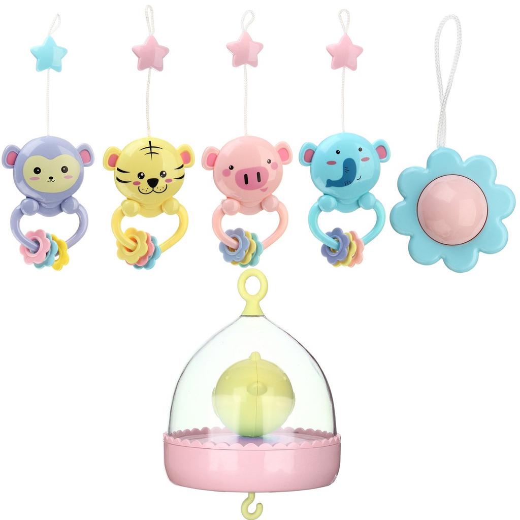 Baby Rattles Crib Mobiles Toy Holder Rotating Mobile Bed Bell Musical Box Projection 0-12 Months