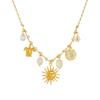 316L Stainless Steel Yellow White Rope Chain Sun Face Moon Tortoise Pendant Necklace 18k Gold Plated Waterproof Jewelry
