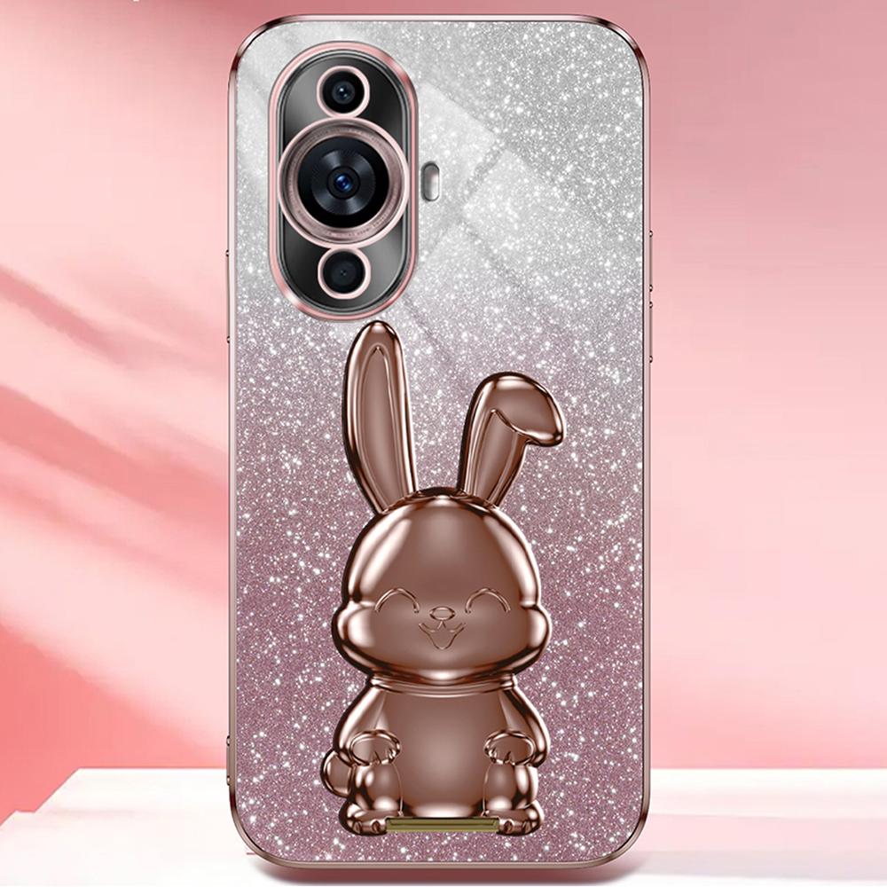 For Huawei nova 11/nova 12s 4G/nova 12 Lite 4G Cartoon Rabbit Kickstand Cover Glitter Phone Back Case