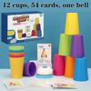 Cups Stacking Tower Game Set - Logic Training & Color Cognition Interactive Strategy Game for Kids Party Fun