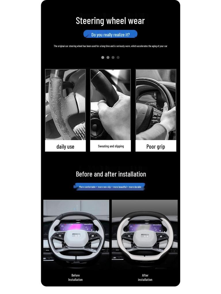 Premium Leather Anti-slip Steering Wheel Cover for Geely Galaxy L7/L6/E8 - Ultra-thin Design