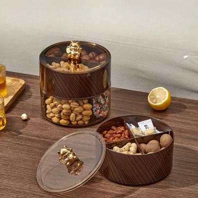Imitation Holzmaserung Retro Süßigkeitenbox Wohnzimmer Zuhause Obst Melonenkerne und Nüsse Snackplatte Unterteilt in mehrschichtige Aufbewahrungsbox für Trockenfrüchte