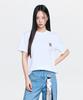 Emelbi Basic Small Logo Semi-Oversized Short Sleeve T-Shirt Ny (White)
