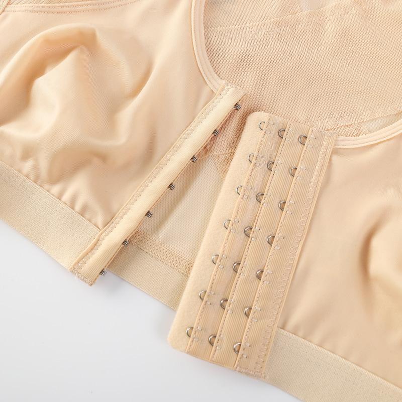 Women's Posture Correcting Bra: Front Buckle, Wireless, Breathable, Reduces Chest Appearance, for Summer.