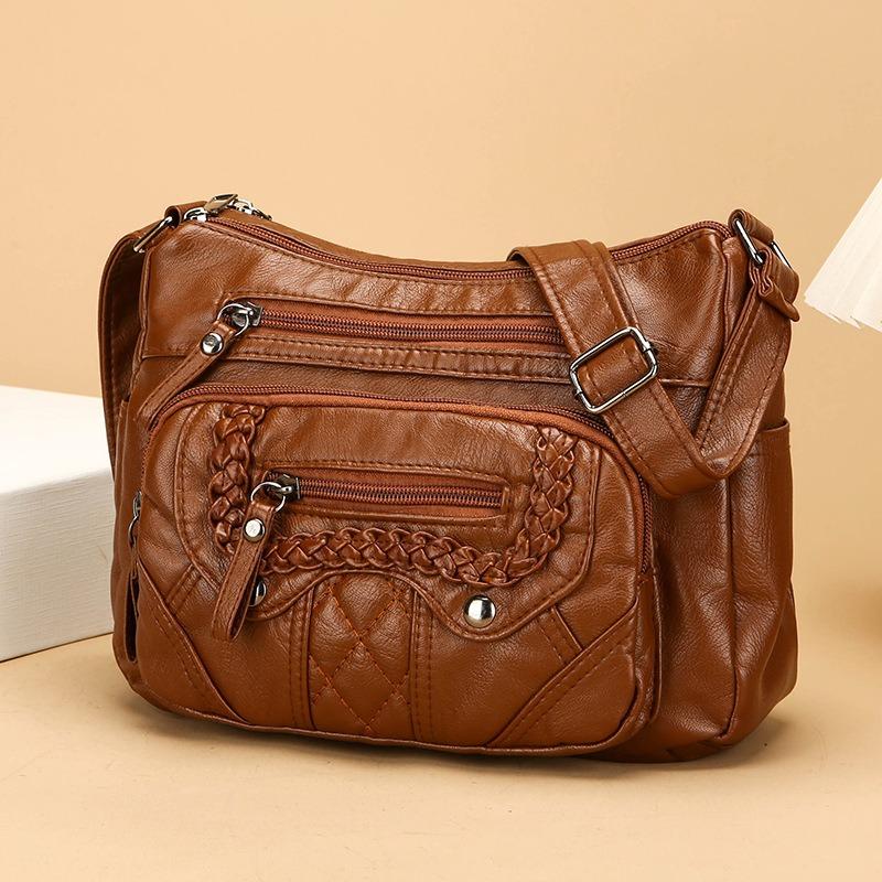Casual and Minimalist Soft Leather Large Capacity Shoulder Bag