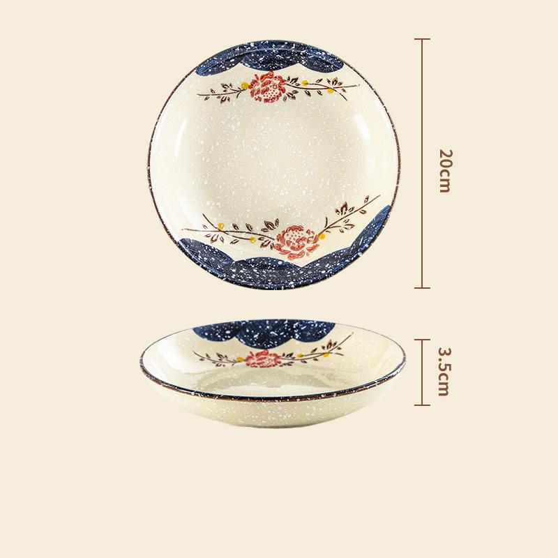 Modern stílusú kézzel festett kerámia tányér kreatív kör alakú gyümölcssalátás tányérok otthoni délutáni teázáshoz desszertes tányér retro étkészlet