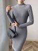 Women Mock Neck Solid Slim Sweater Dress Long Sleeve Knit Sexy Bodycon Dress Basic Casual Dress for Women Autumn Winter