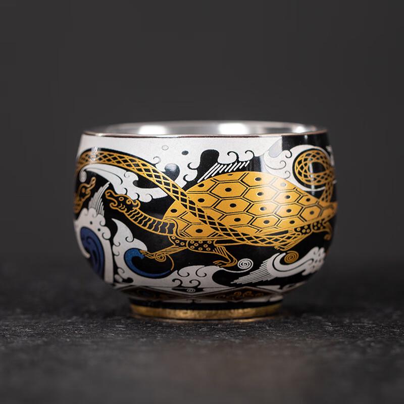 

Chaxun Gilded Silver Ceramic Master Teacup - Xuanwu Zen Collection
