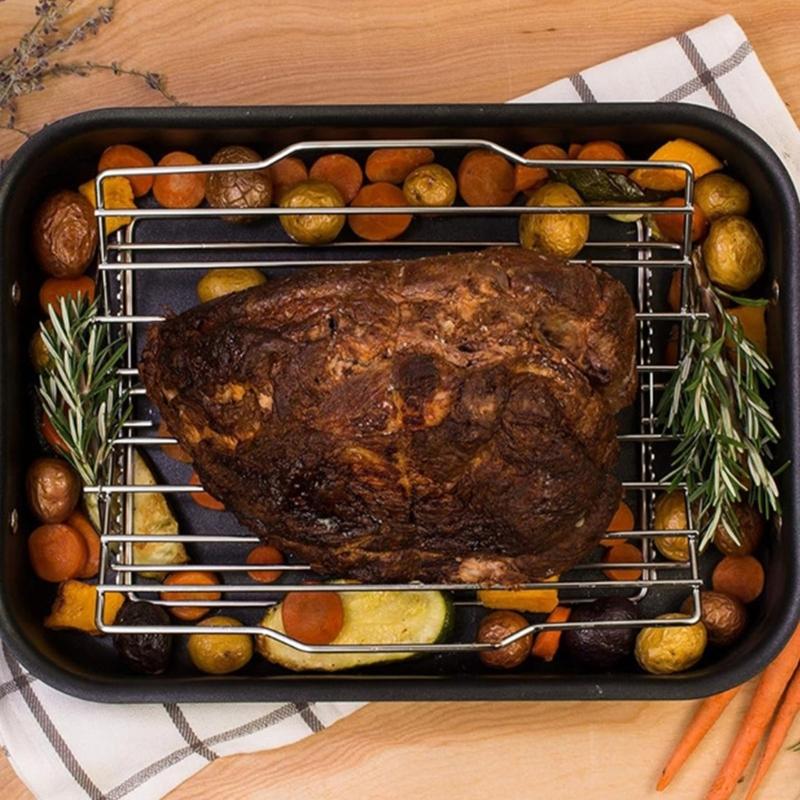 Verstelbaar Roestvrijstalen Kalkoen Braadrooster voor Ovens en Grills Opvouwbare Kip Kookstand Barbecue Benodigdheden