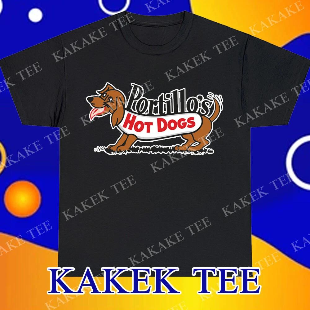 New Portillo s Hot Dog Logo T-Shirt Funny Size S to 5XL XXXL