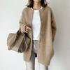 Women Winter Coat Single-breasted Solid Color Long Sleeves Loose Knitted Keep Warm Sweaters
