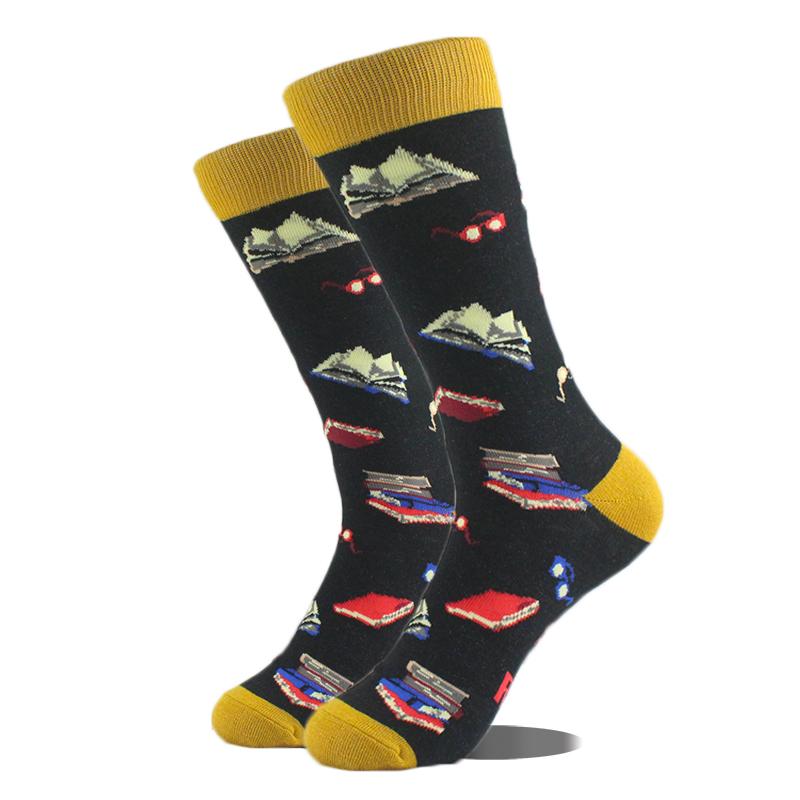 Cool Hip Hop Crew Socks Men Funny Animal Squirrel Shark Dinosaur Boxing Dog Fortune Cat Sokken Harajuku Divertidos Chaussette