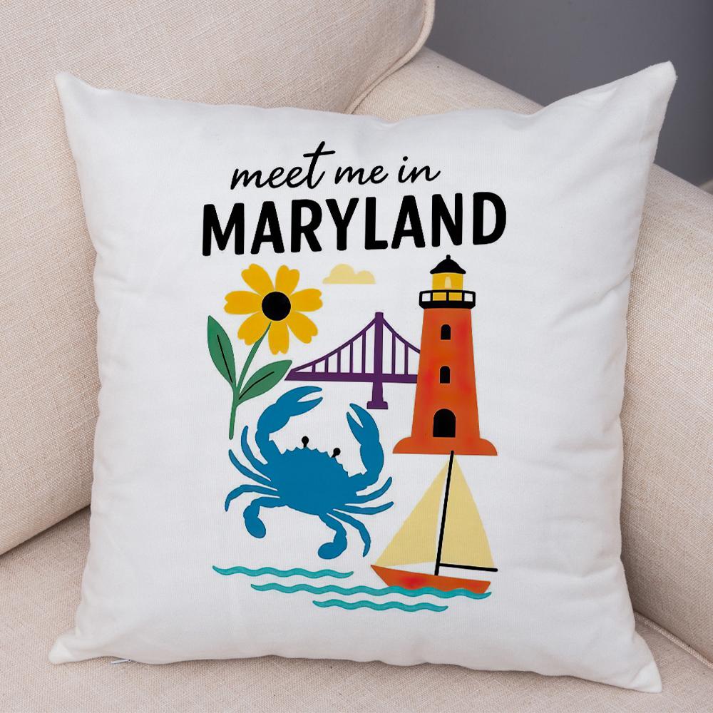 North Carolina Design Pillowcase Double Print Oklahoma Theme Cushion Cover Soft Plush North Dakota Style Pillowcase for Sofa