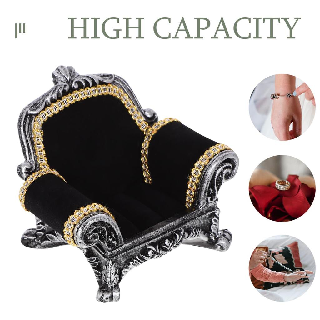 STOBOK Ring Jewelry Ring Display Jewelry Miniature Photography Ring Display Stand Stand, Sofa-Shaped, Black, Stand, Stand, Velvet-Look Storage,