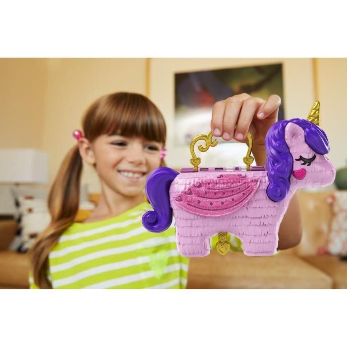 Polly Pocket - Sac Licorne Surprises - Piñata Licorne Féérique + de 25 accessoires