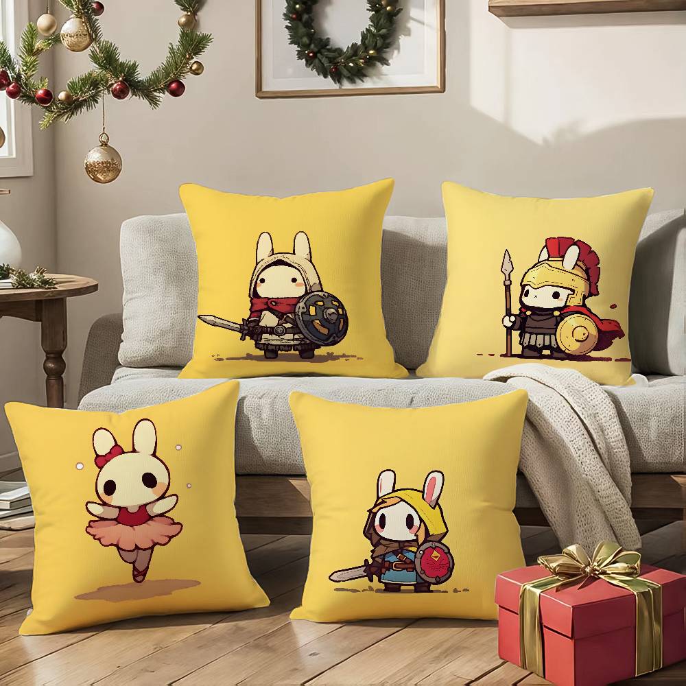 Cute Rabbit Dresses Pillow Case Comfort Sofa Bed Silky Elegant Invisible Zipper Decorative Cushion Cover