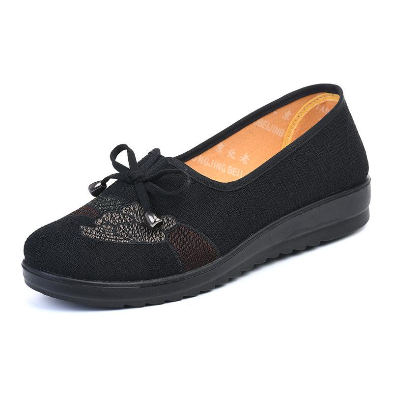 

Старинные пекинские туфли из ткани, весенние и осенние, вышитые, для мам среднего и пожилого возраста, удобные, на плоской подошве, с одной педалью, для пожилых женщин, повседневные, одинарные туфли 36 чёрный