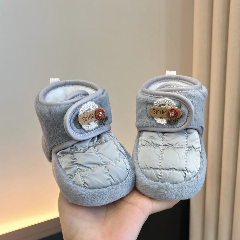 Soft-Sole Warm Cotton Boots for 0-1 Year Olds - Non-Shedding, Unisex, Plush Lined for Autumn & Winter