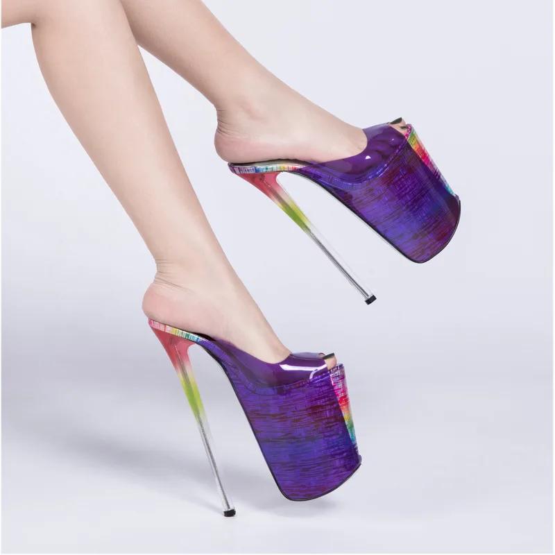 Fashion Outside Slippers Women Shoes PVC Summer Transparent Slipper Women High Heels 22CM Platform Sexy Slippers Nightclub Party Shoe