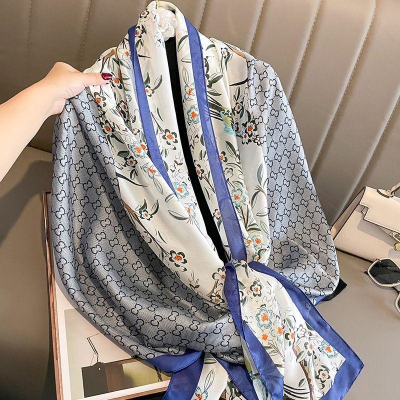

Роскошный брендовый женский шарф, модные шелковые шарфы с принтом, летние шали и накидки, мягкая женская бандана из пашмины, платок, хиджаб 90*180CM