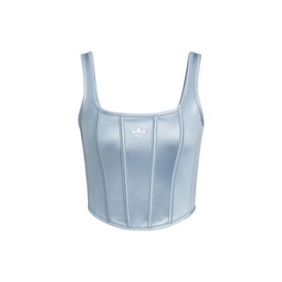 Originals Trefoil Series Corset Tank Top Solid Color Logo Sports Camisole Women Tops Texture-Blue IX1913