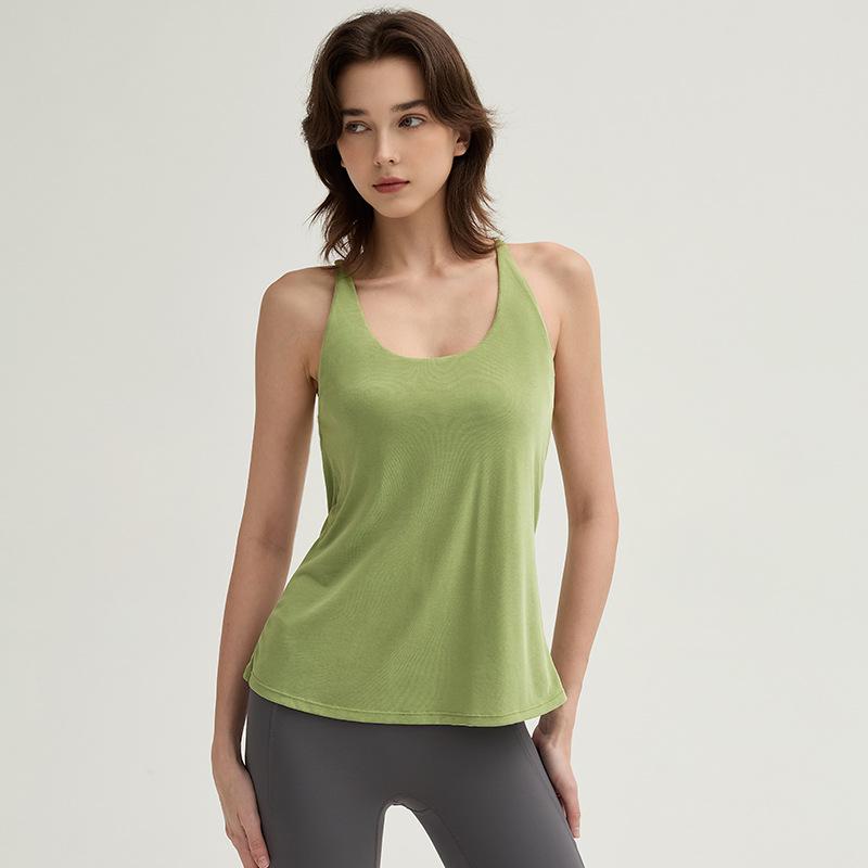 Cross-border Sexy Chest Pad Yoga Running Top - Beautiful Back Sleeveless Sports T-shirt