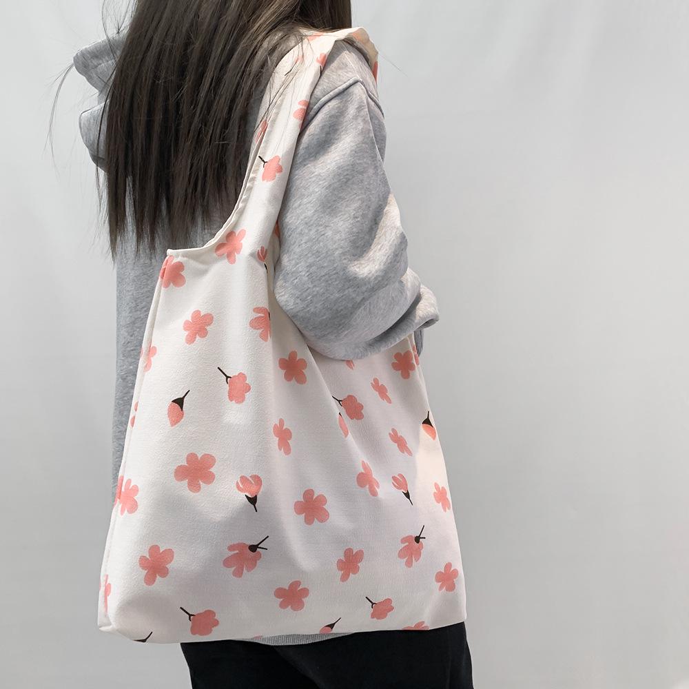 Spring & Summer Floral Canvas Tote - Large Capacity Shoulder Handbag for Women & Students