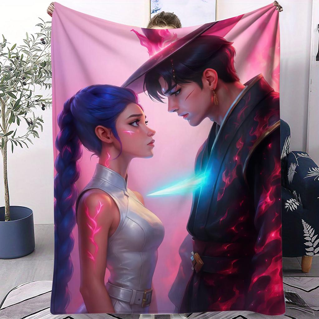 K-POP Demon Hunters Jinu & Rumi Flannel Blanket Soft Warm Throw Sofa Bed Cover Travel Camping Home Comfort for Anime Fans Gift