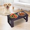 Raised Dog Feeding Bowls with Stand, Stainless Steel for Medium Dog, 58L x 31W x 25H cm - Brown