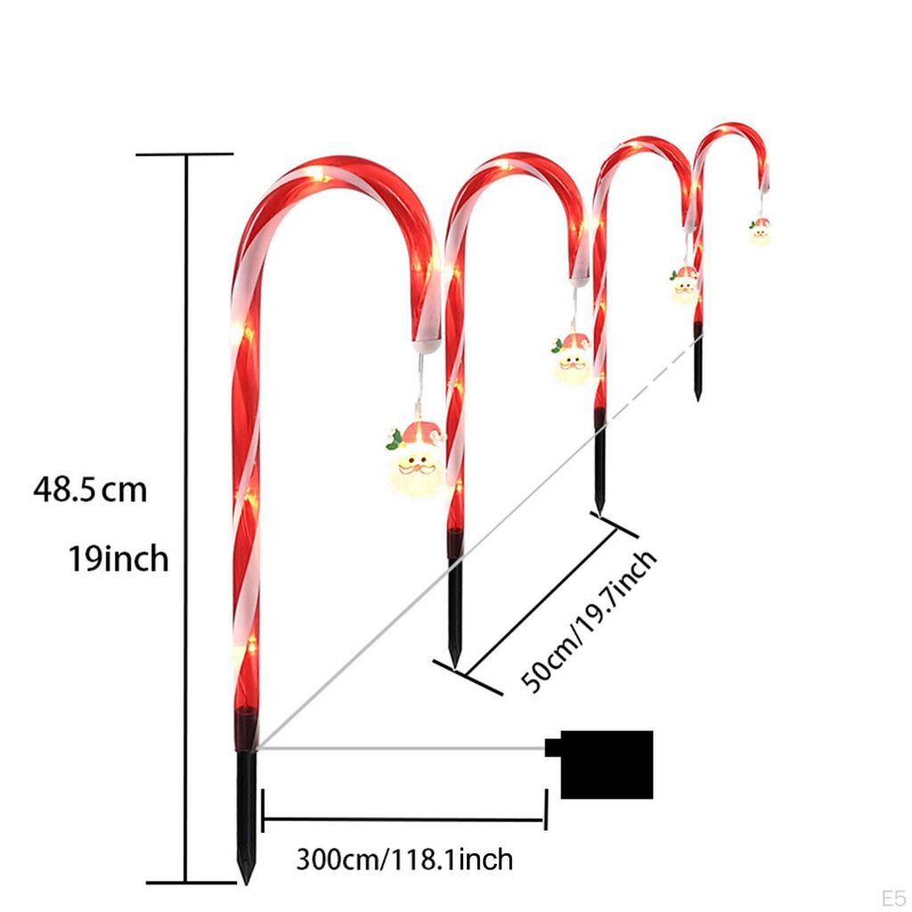 Candy Cane Solar Lights Christmas LED Lamps Decor Lighting Pathway Crutch Light for