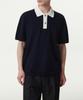 Contrast Collar Knitted Polo Shirt [Navy]