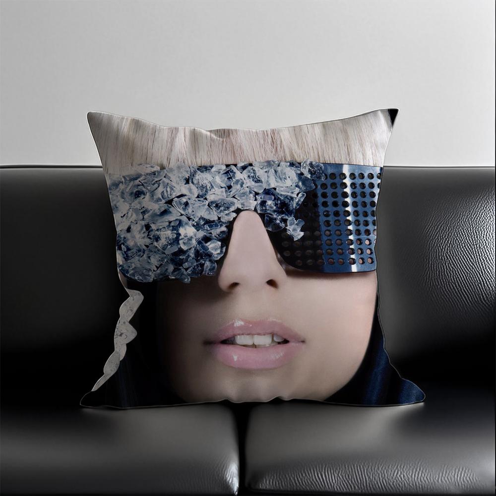 Singer L-Lady Gaga Mayhem Pillow Case Anti-Dustmite Pillowcase Invisible Zipper Silky Short Plush Sofa Cushion Cover