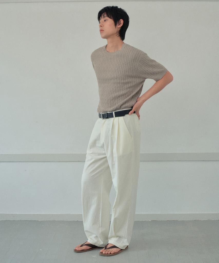 Wednesday Oasis Semi-Curved Twill Double-Pleat Pants_Ivory(Wb6Pt12)
