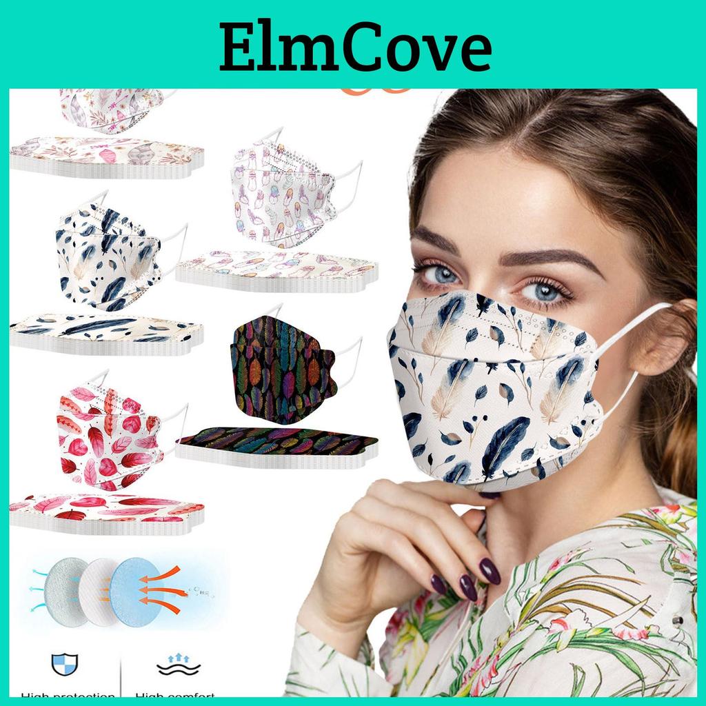 Unisex Print 20 Stück Feder Erwachsene Outdoor-Maske Schützende Einweg-Gesichtsmaske