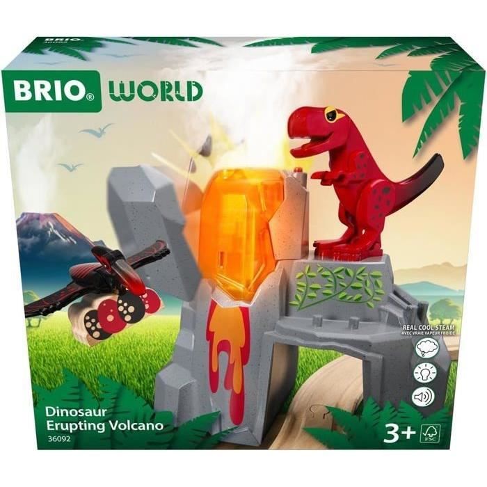 Brio Volcan en Eruption Dinosaure - Accessoire pour Circuit de Train en Bois - Action de Jeu sans Pile/avec Aimant - dès 3 Ans -