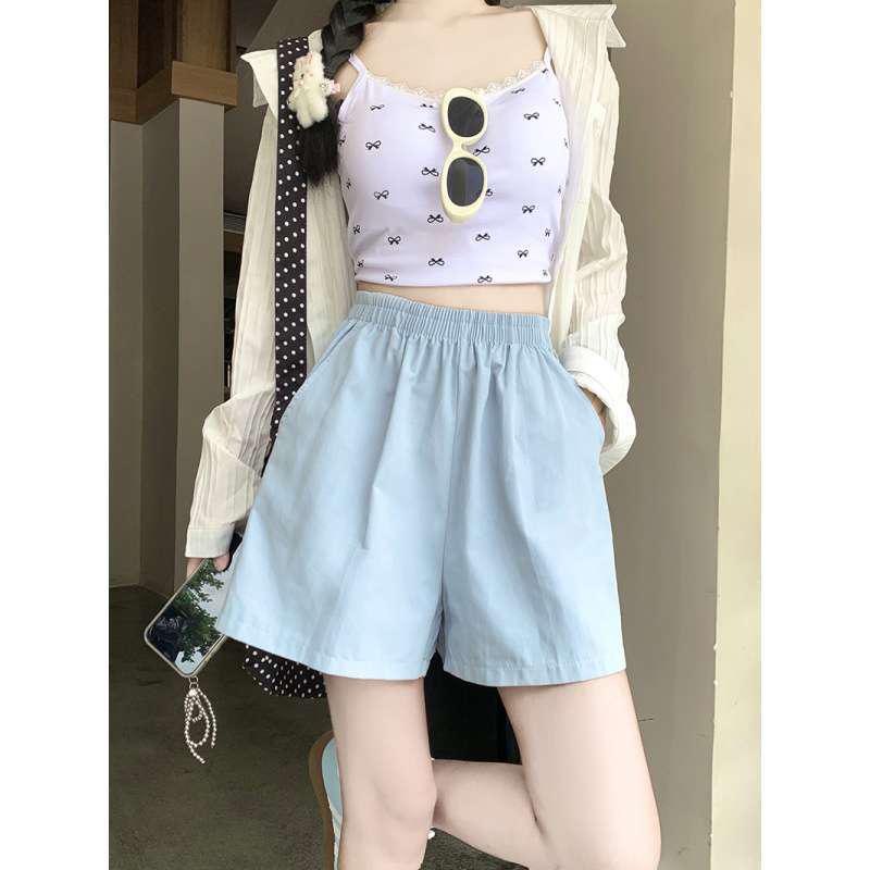 Petite Women's Korean Style Wide-Leg Summer Workwear Shorts