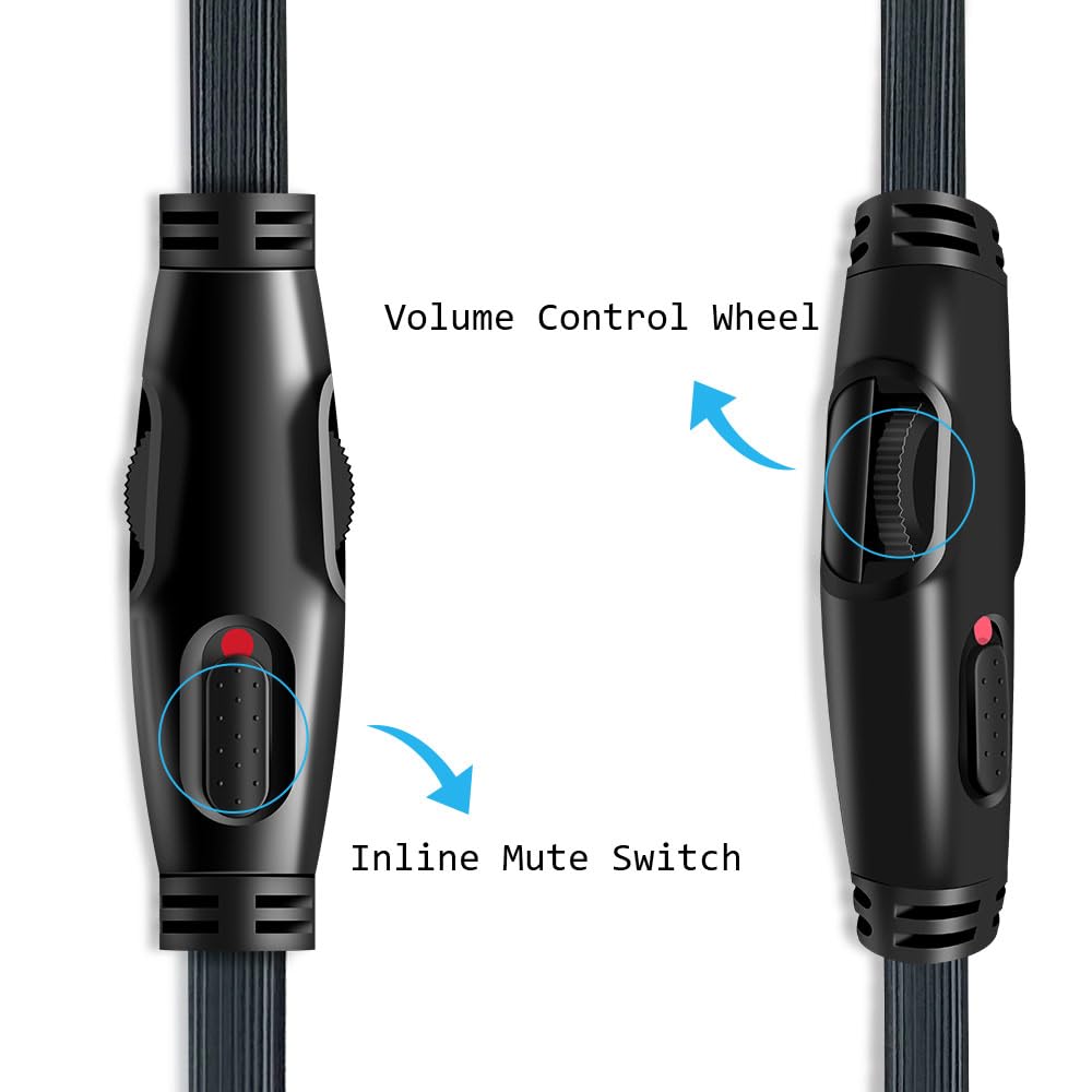 Replacement 2 Meters Audio Aux Cable for HyperX Cloud Alpha and Cloud Mix headsets with Inline Mute & Volume Control(TPE Brushed)