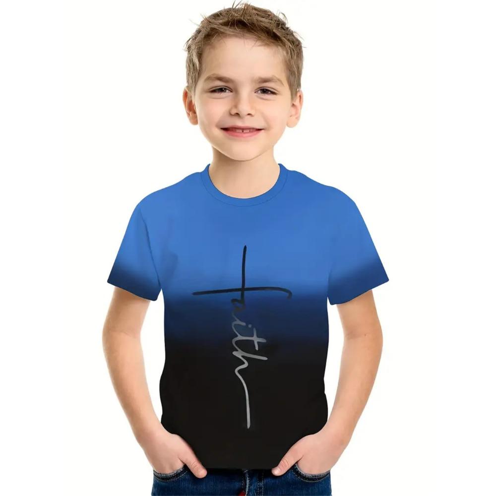 Simple printing of children's boys' clothes, short sleeved children's summer clothes, casual daily boys' T-shirts, children's clothing, girls' tops