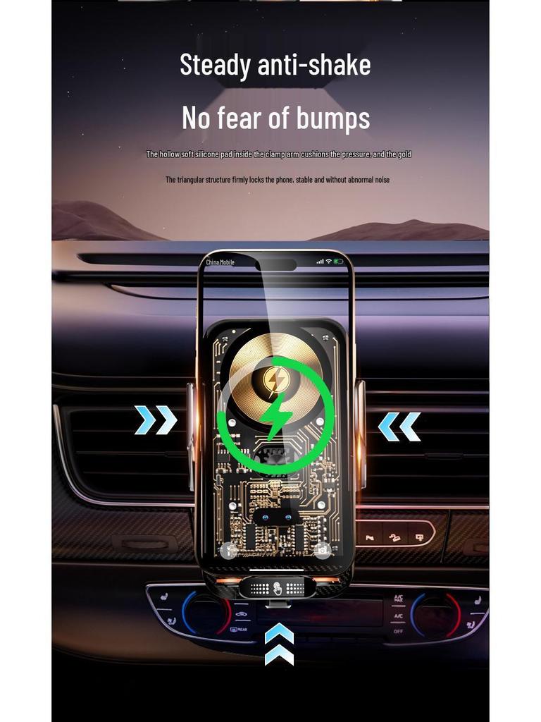 C05 66W Magnetic Fast Charging Car Wireless Charger & Phone Holder with Automatic Navigation.
