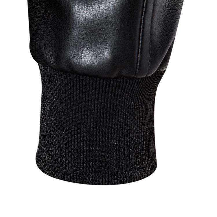 Men's Casual PU Leather Motorcycle Jacket with Stand Collar