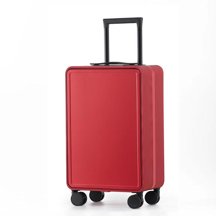 20-Inch Front-Opening Carry-On Trolley with Laptop Compartment, Aluminum-Magnesium Alloy Suitcase