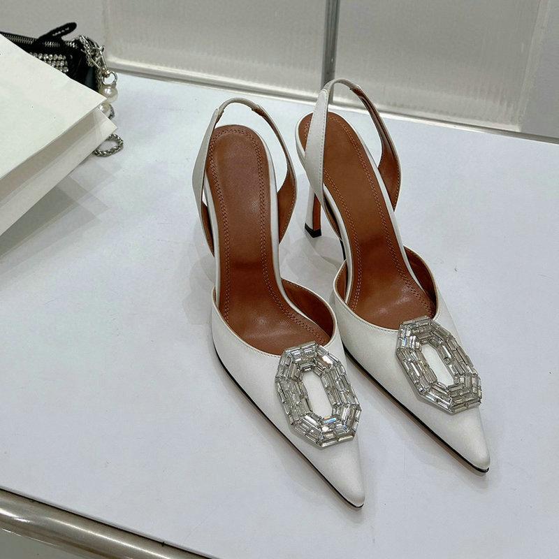 Fashion 2025 Women Pumps Rhinestone High heels Woman Party High-Heeled Rhinestone Buckle Stiletto Silver Women's Daily Sandals
