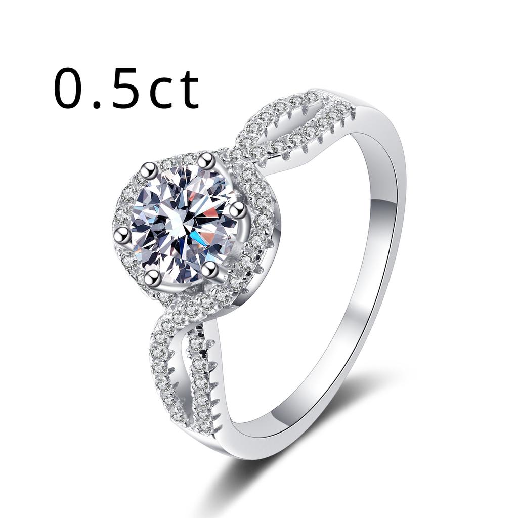 S925 Sterling Silver Ring Women's Pt950 Gold Plated 1 Carat Moissanite Ring Empty Support Exquisite Light Luxury Wedding Ring Engagement Ring