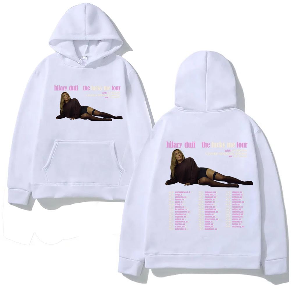 Hilary Duff  Hoodie The Lucky Me Tour for 2026 Hip Hop Graphic Printing Hoody Fashion Classic Soft Punk Hooded Pullovers Fleece