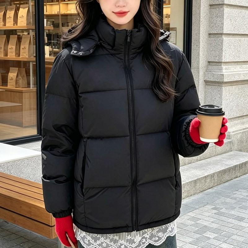 Womens Short Puffer Jacket 2026 Winter Duck Down Hooded Coat Lightweight Warm Casual Outerwear